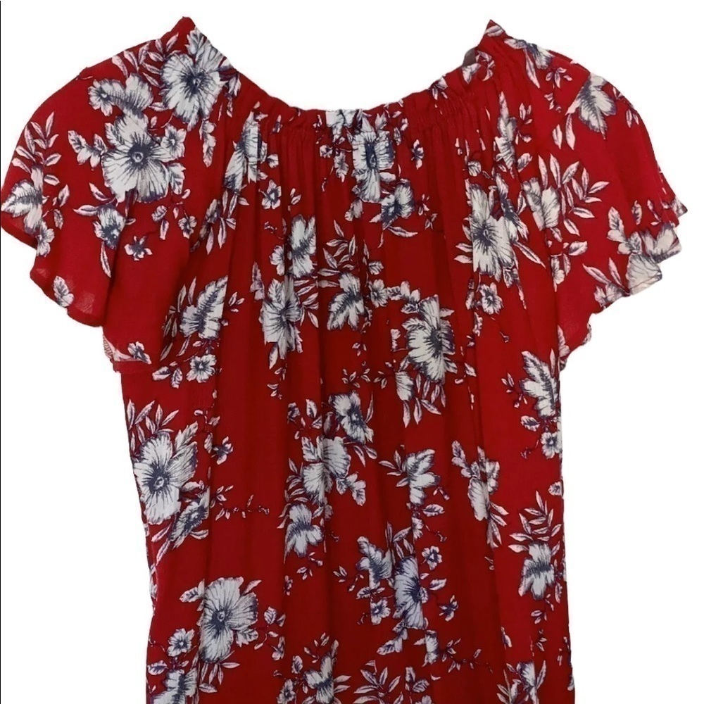 INC International Concepts Red Floral Blouse Women S Small